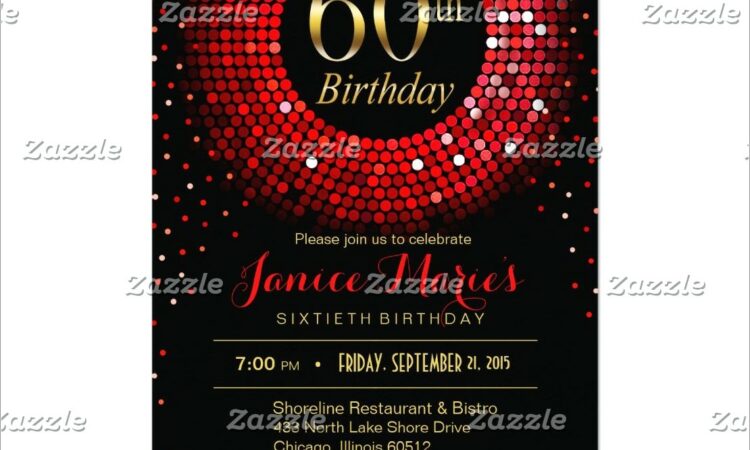 Red And Gold 60th Birthday Invitations