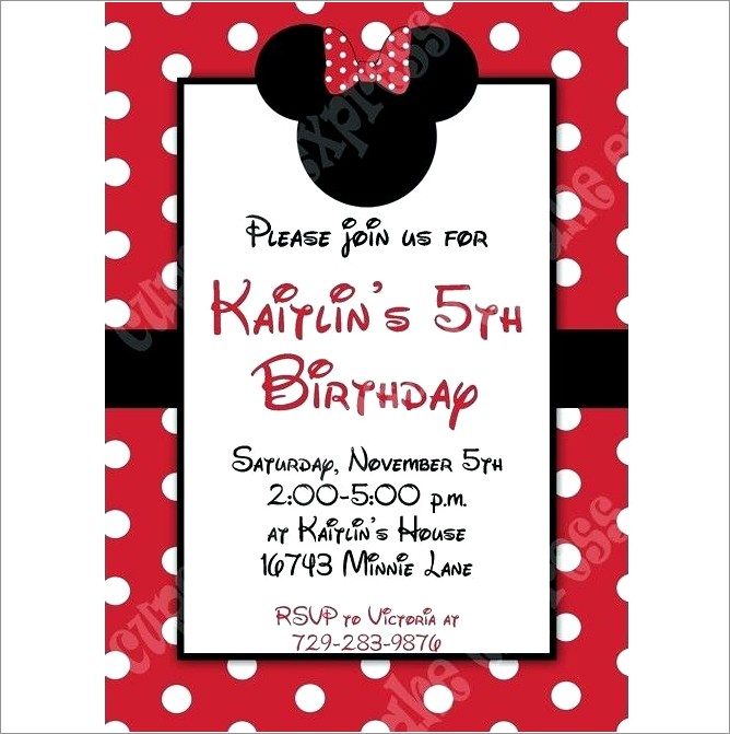 Red Black And White Minnie Mouse Invitations