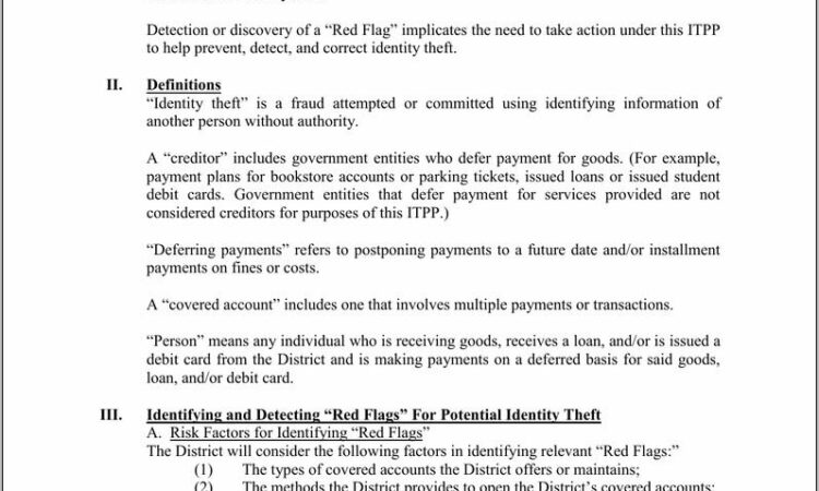 Red Flag Identity Theft Prevention Program Template