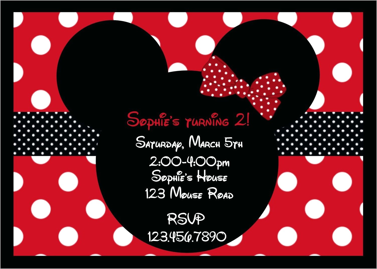 Red Minnie Mouse Birthday Invitations