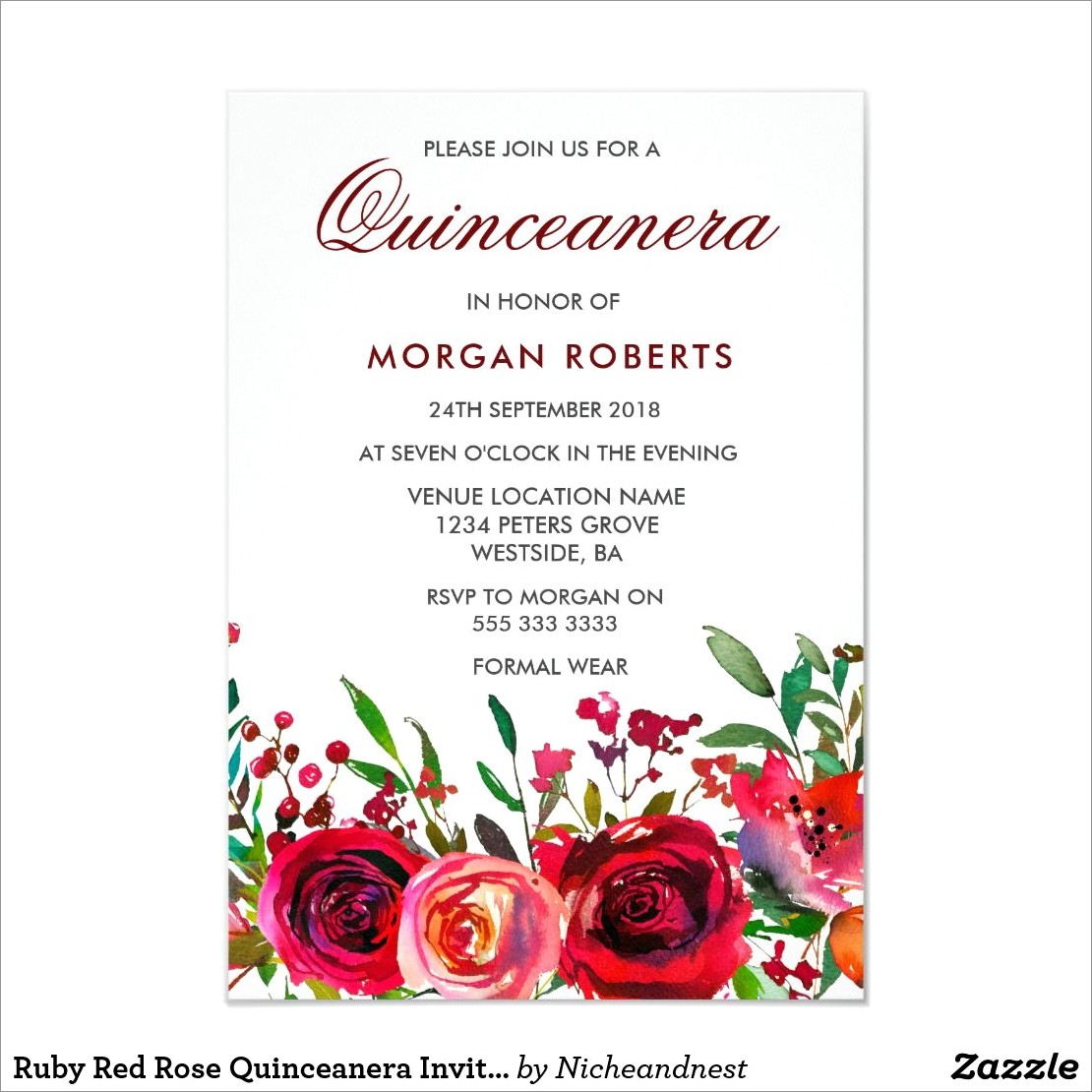 Red Rose Quinceanera Invitations