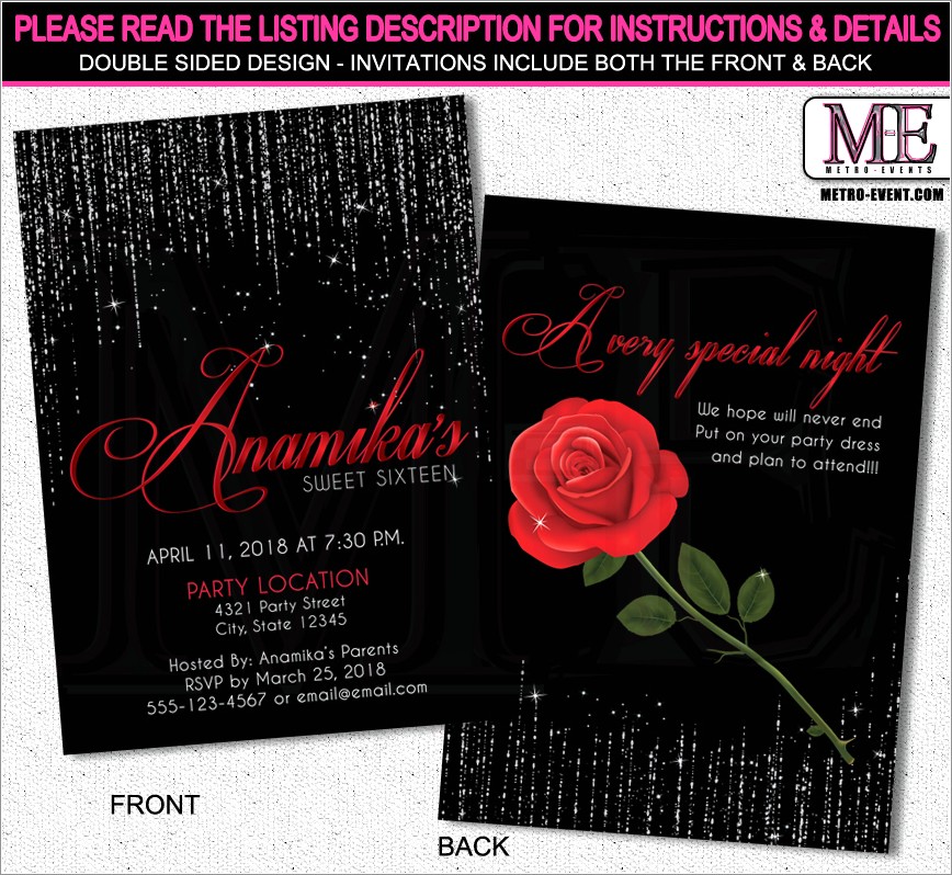 Red Sweet 16 Invitations