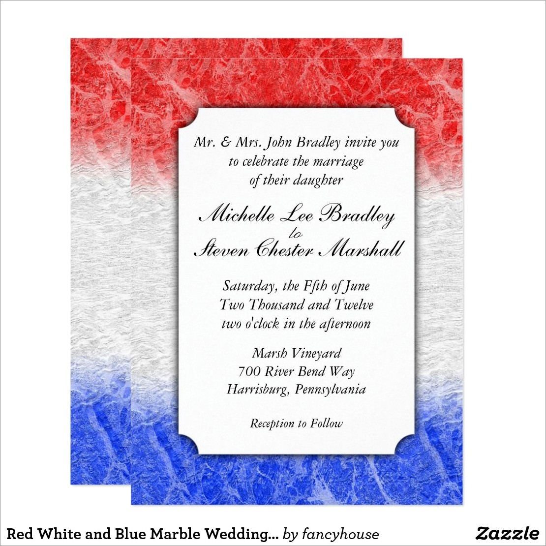 Red White And Blue Wedding Invitations