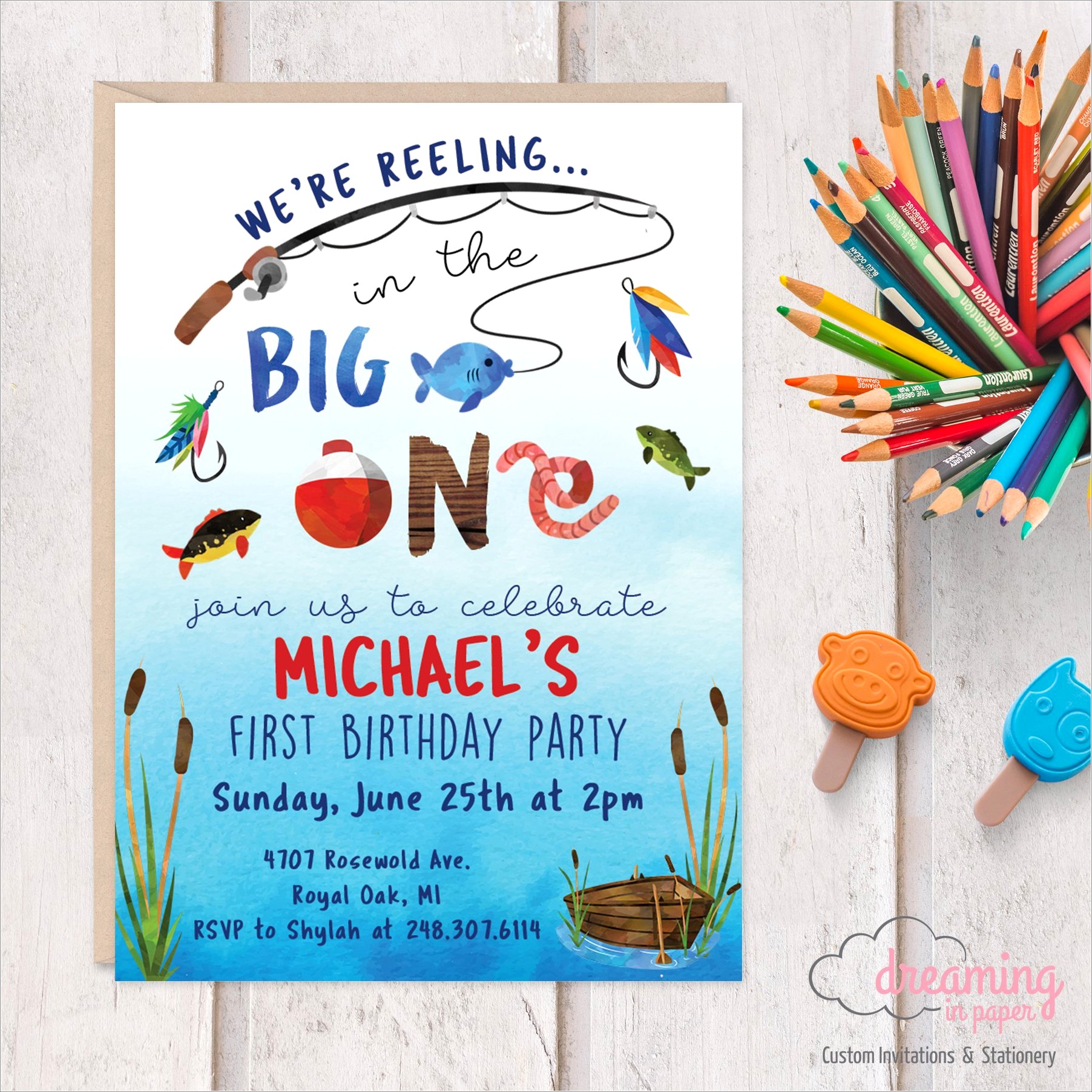 Reeling In The Big One Birthday Invitation