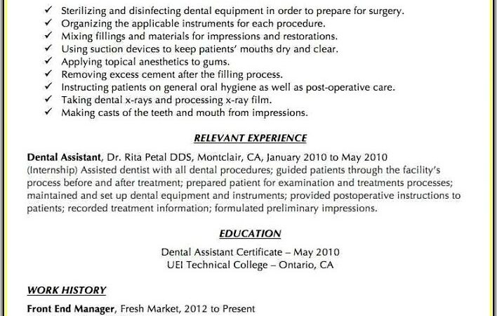 Registered Dental Assistant Resume Templates