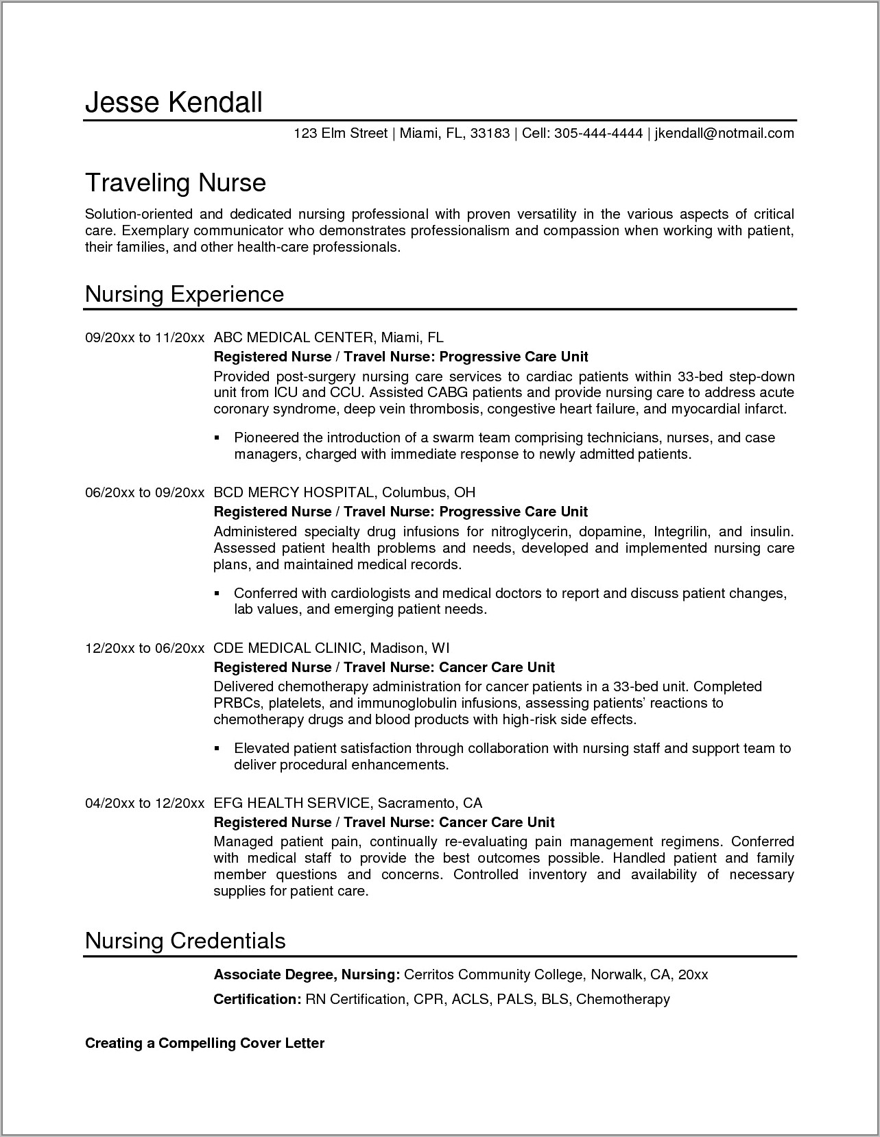 Registered Nurse Resume Examples Entry Level
