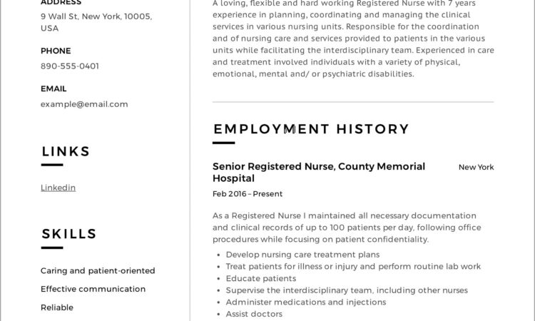 Registered Nurse Resume Free Template