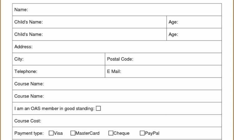 Registration Form Template Free