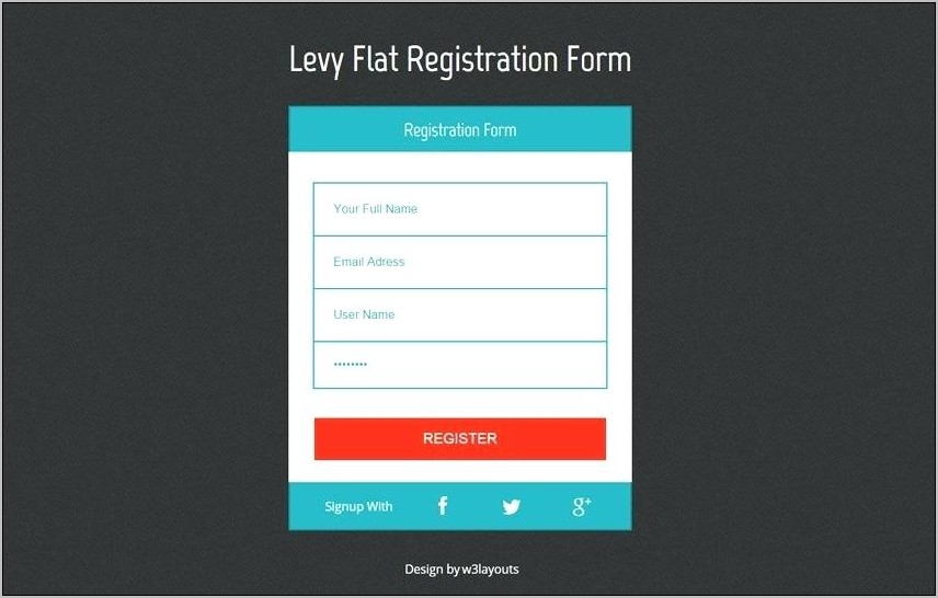 Registration Form Template Free Download Css