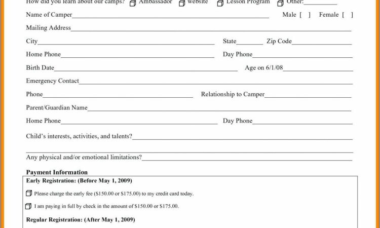 Registration Form Template Free Online