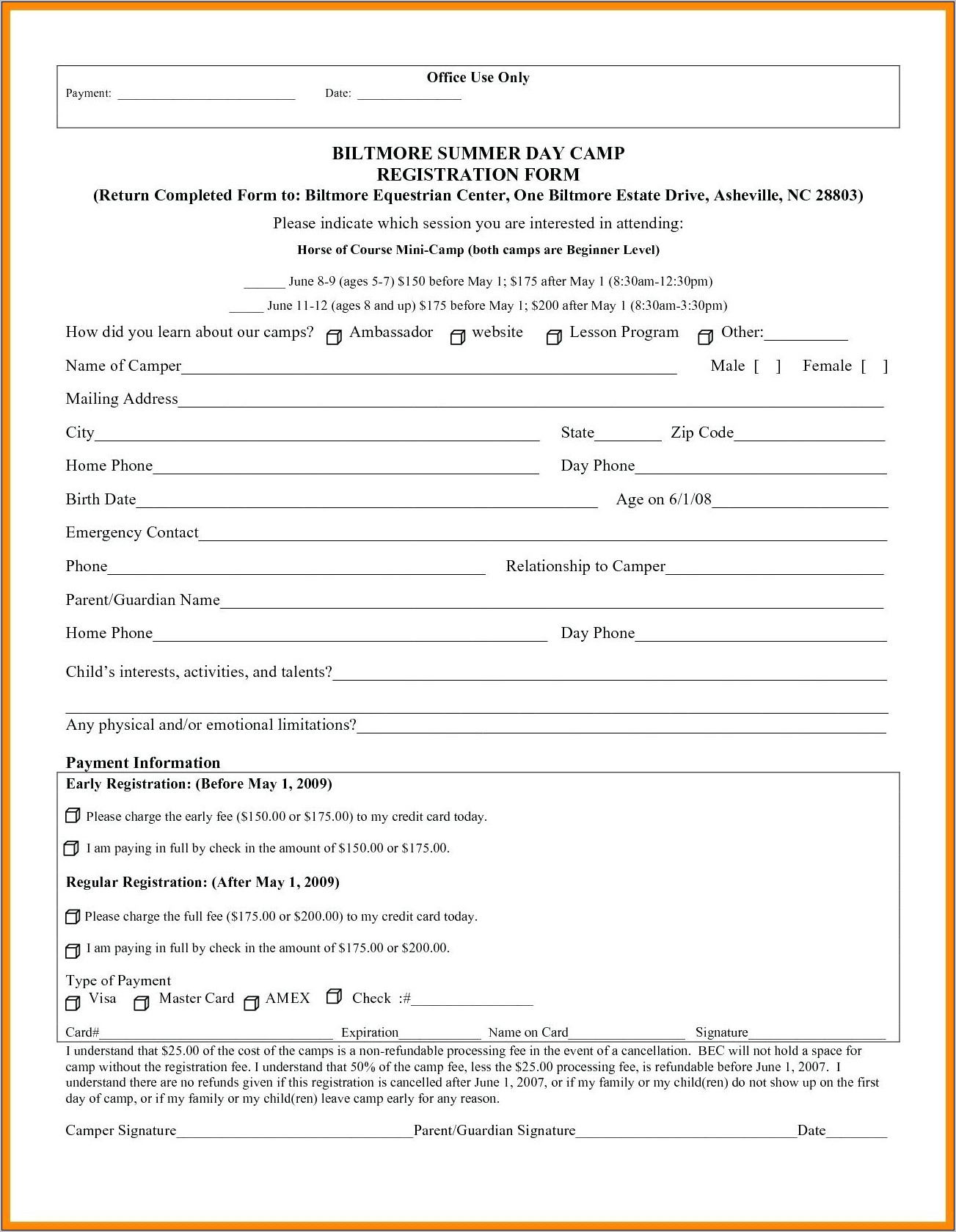Registration Form Template Free Online