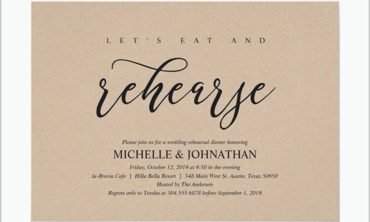 Rehearsal Dinner Invitations With Meal Choices