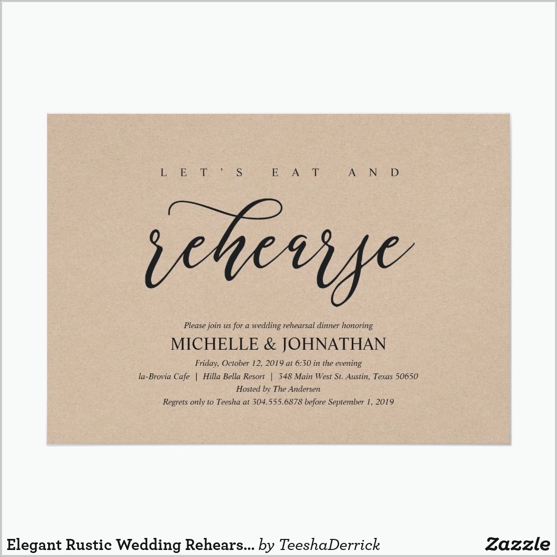 Rehearsal Dinner Invitations With Meal Choices