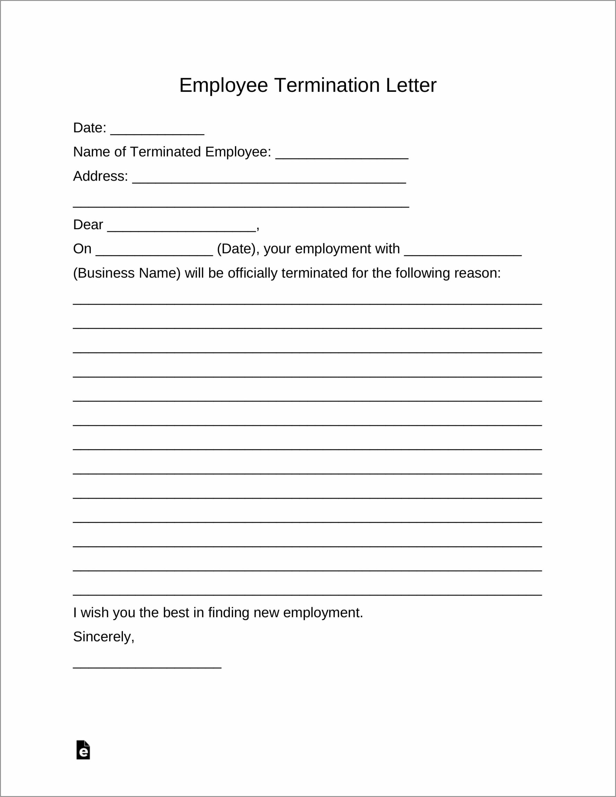 Release Form For Termination Of Employment