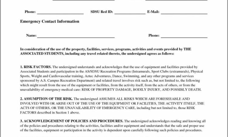 Release Of Liability Form Template California