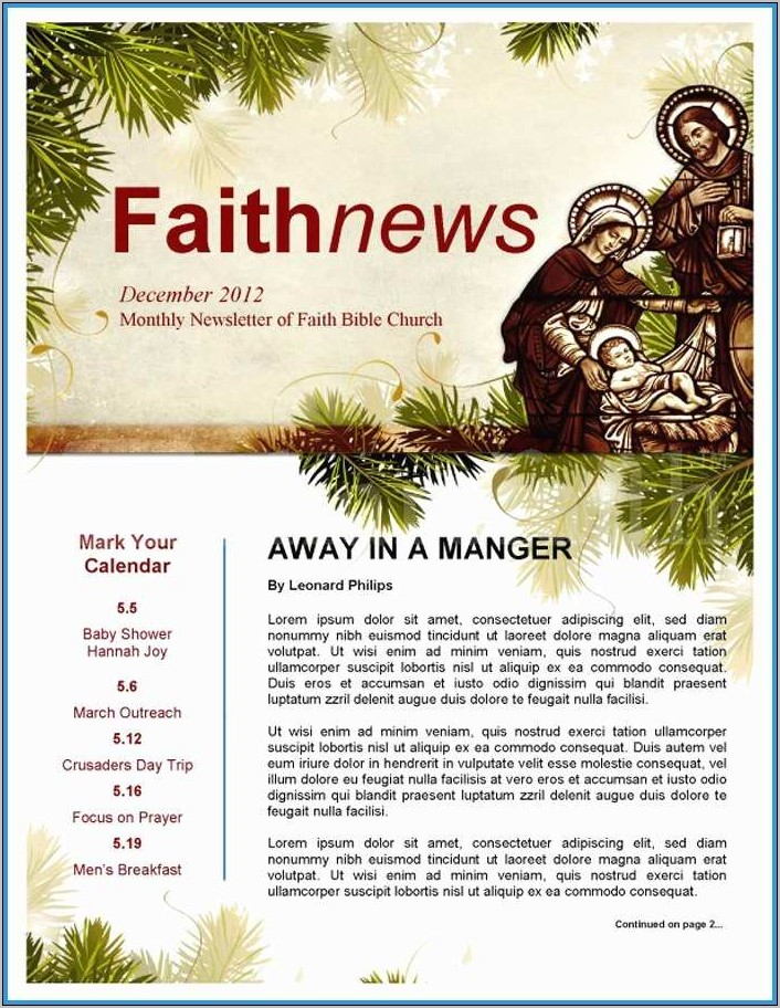Religious Newsletter Templates Free