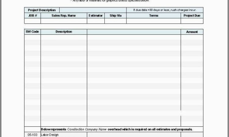 Remodeling Estimate Invoice Template