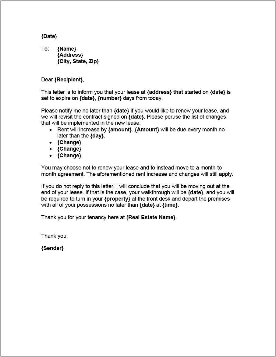 Renewal Of Tenancy Agreement Letter Template Nz