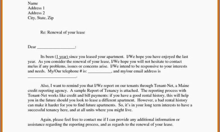 Renewal Tenancy Agreement Sample Letter