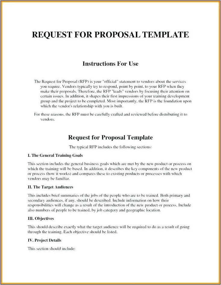 Request For Bid Proposal Template
