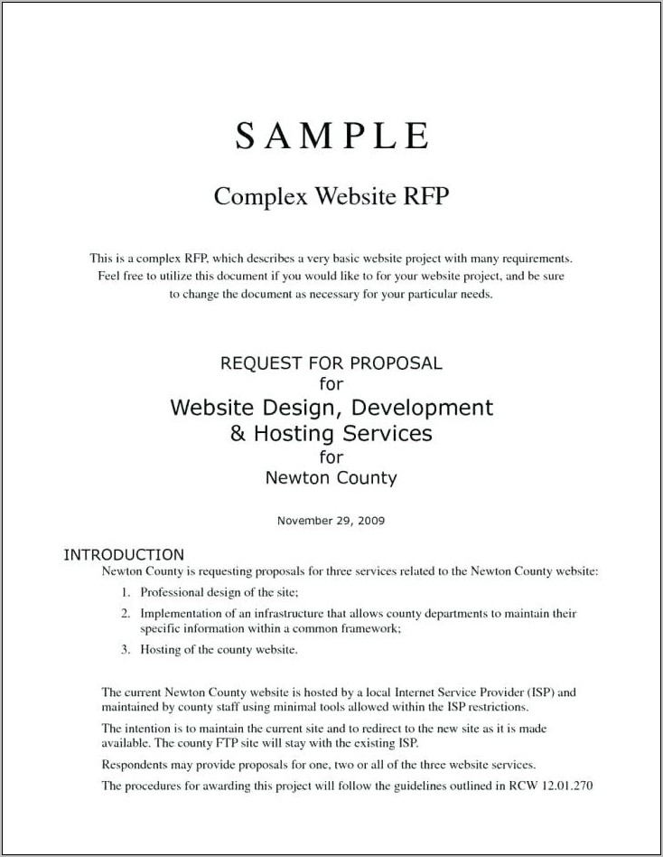Request For Proposal Template Free