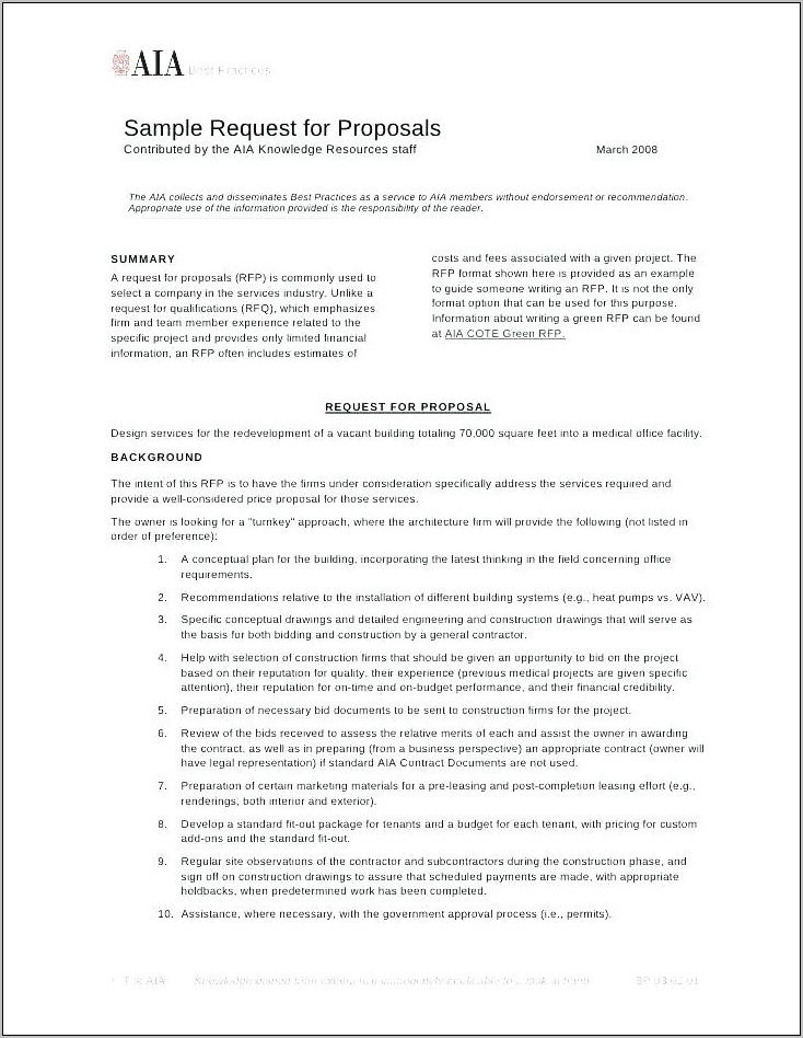 Request For Proposal Template Word Document