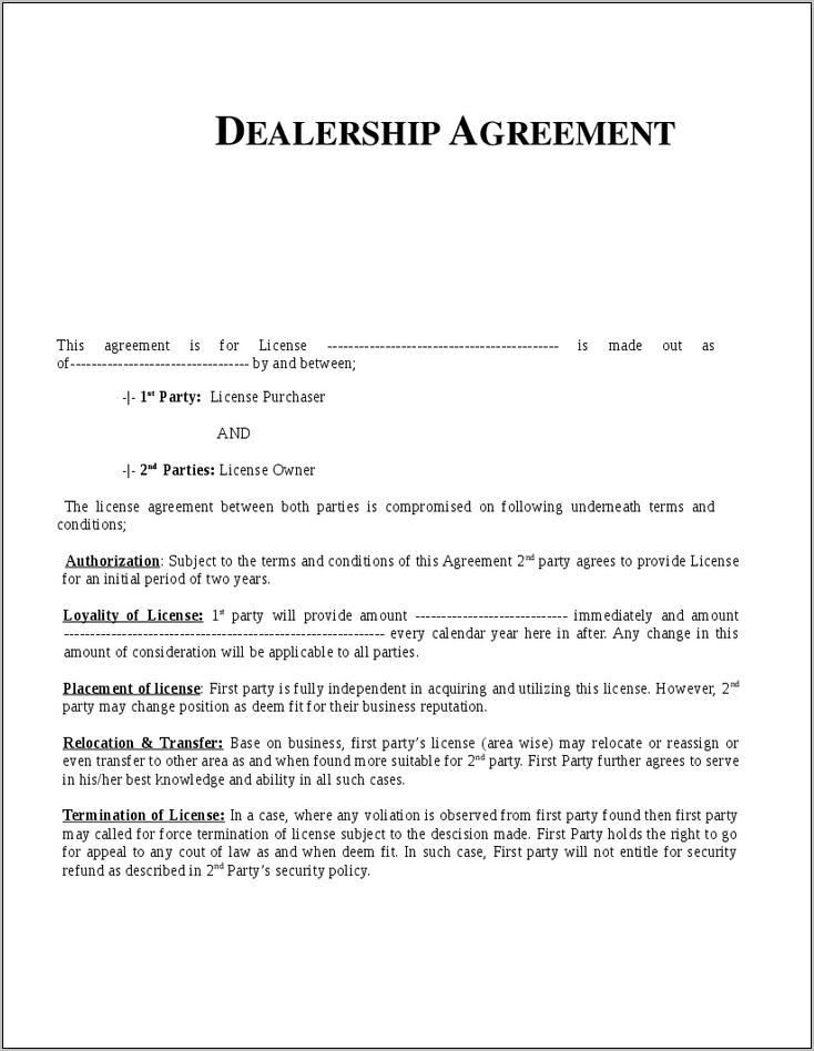Reseller Agreement Template Free Download