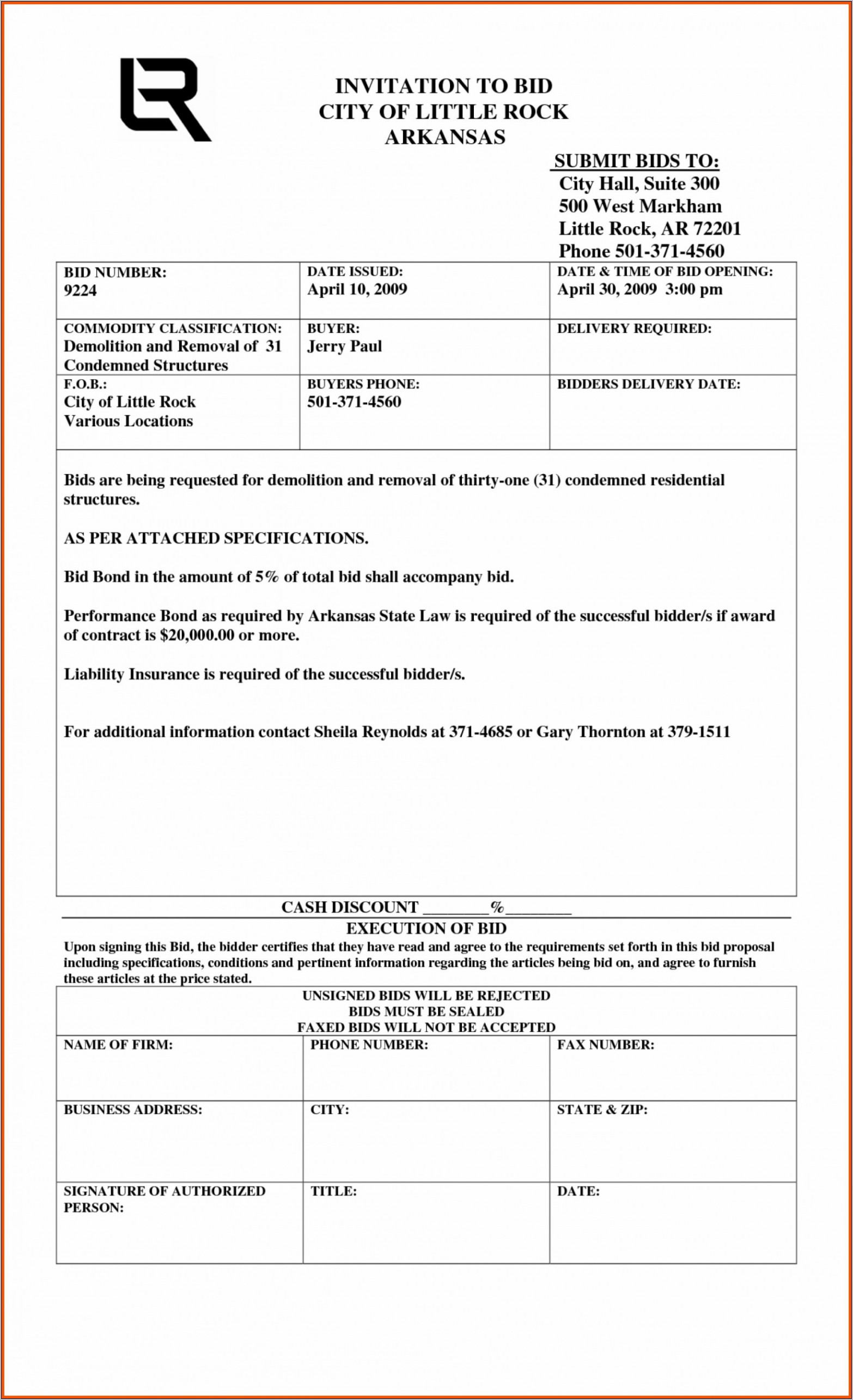 Residential Construction Bid Template