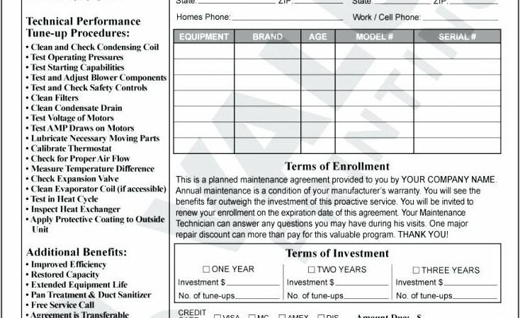 Residential Hvac Maintenance Checklist Form