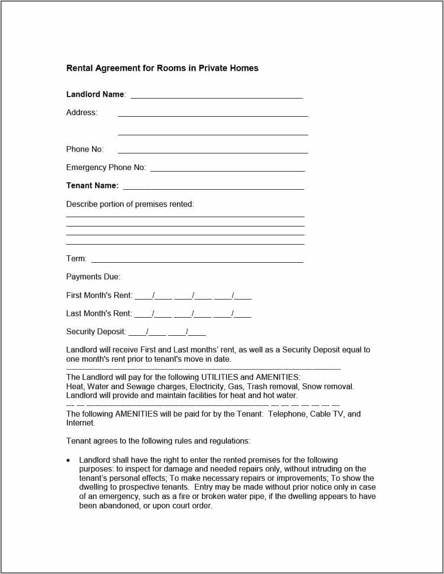 Residential Lease Agreement California Short Form