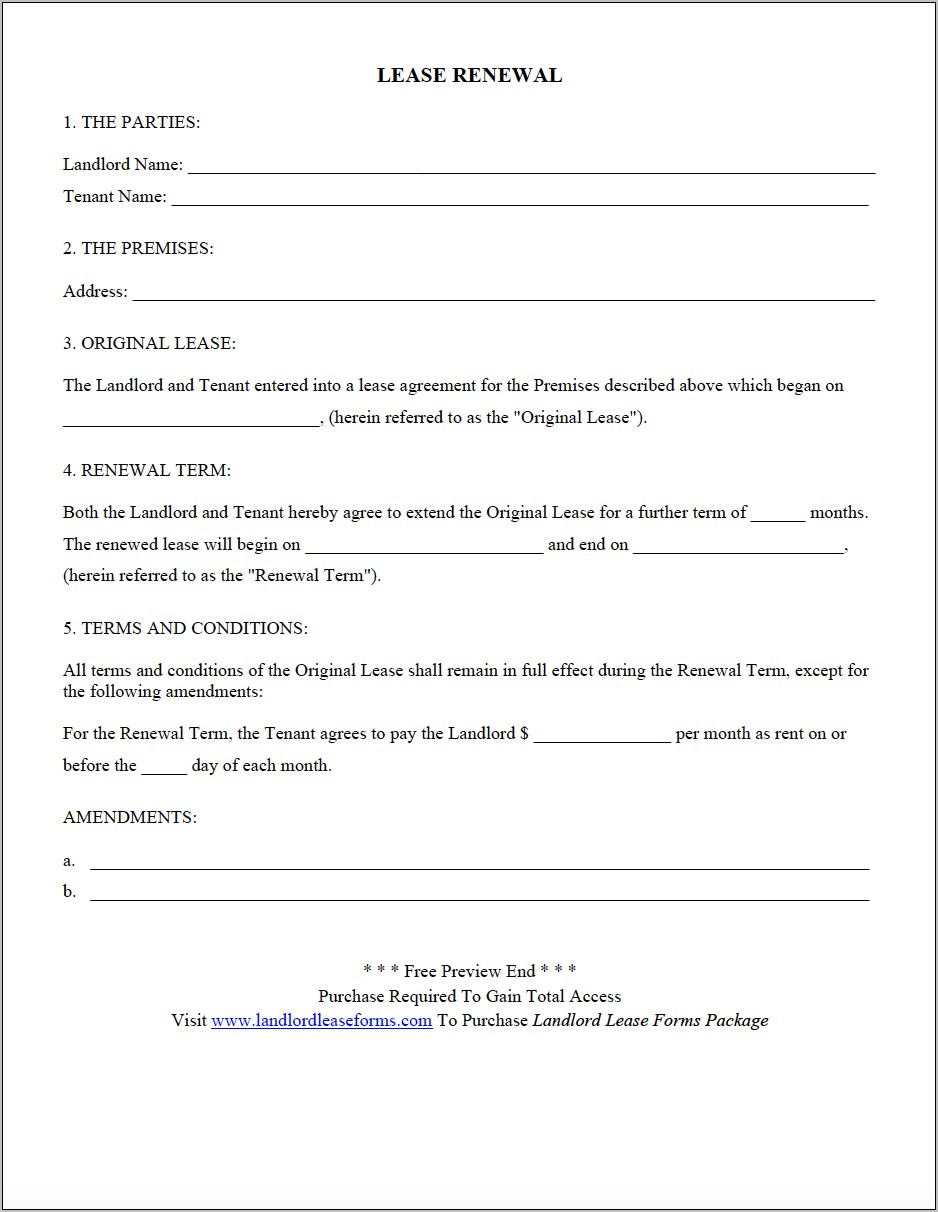 Residential Lease Agreement Renewal Form Ontario