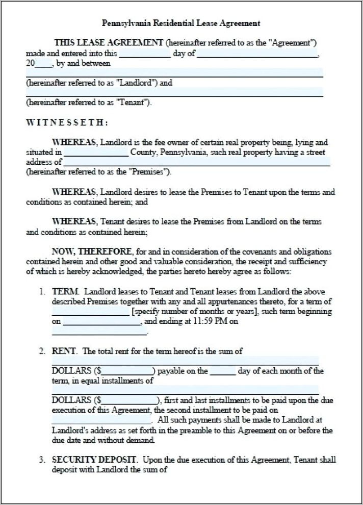 Residential Lease Agreement Template South Africa Doc