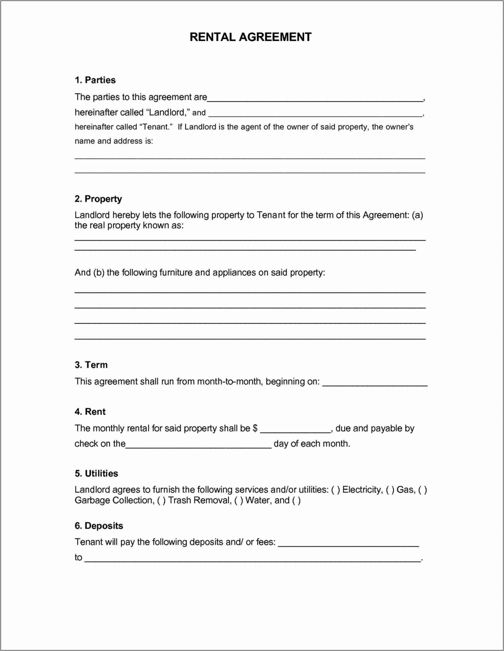 Residential Lease Agreement Word Document