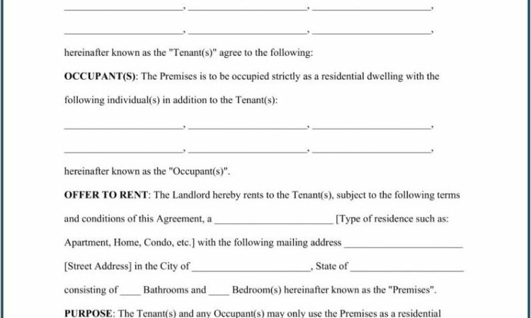 Residential Lease Forms Texas