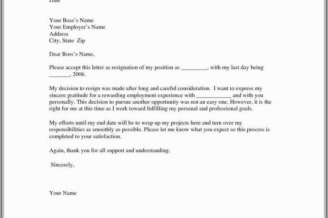 Resignation Letter Sample Bd Jobs