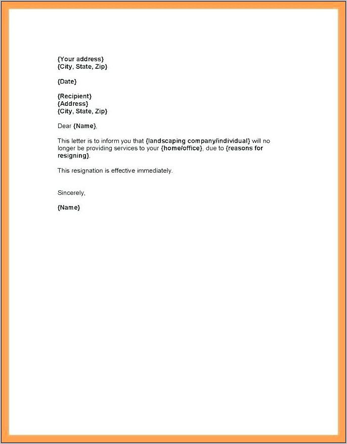 Resignation Letter Template 1 Month Notice Word - Templates ...