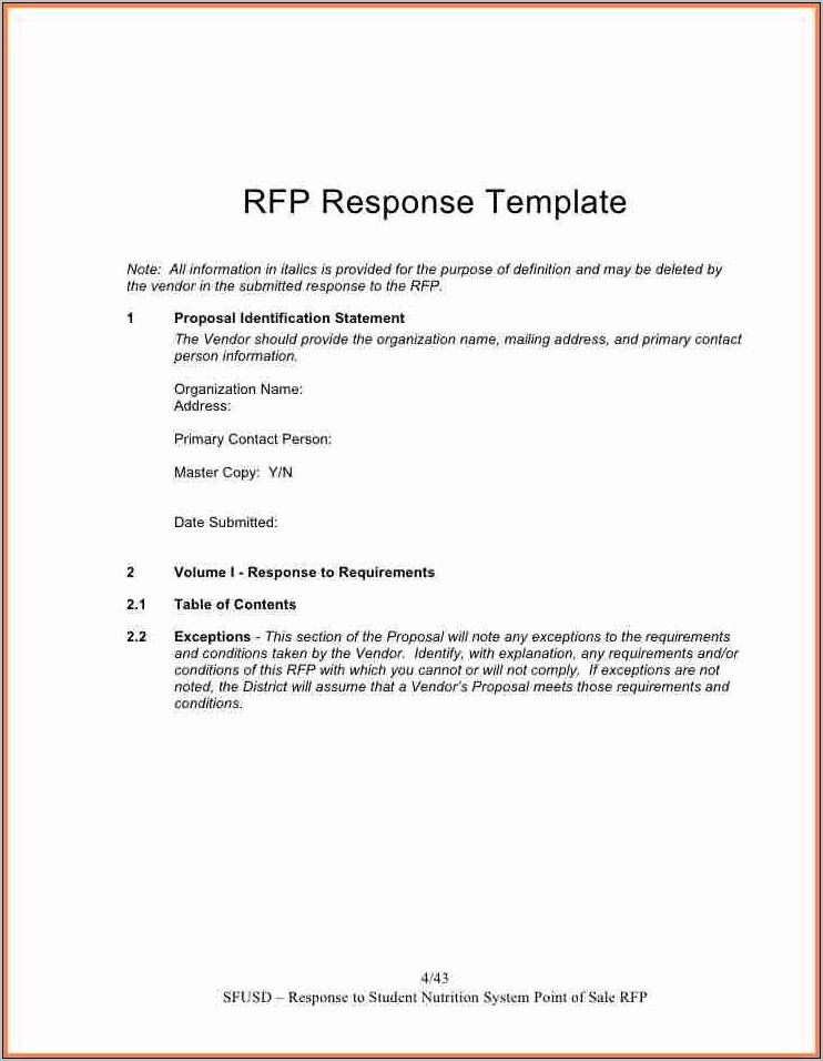 Respond To Rfp Template