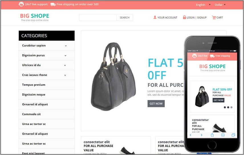 Responsive Ecommerce Template Bootstrap