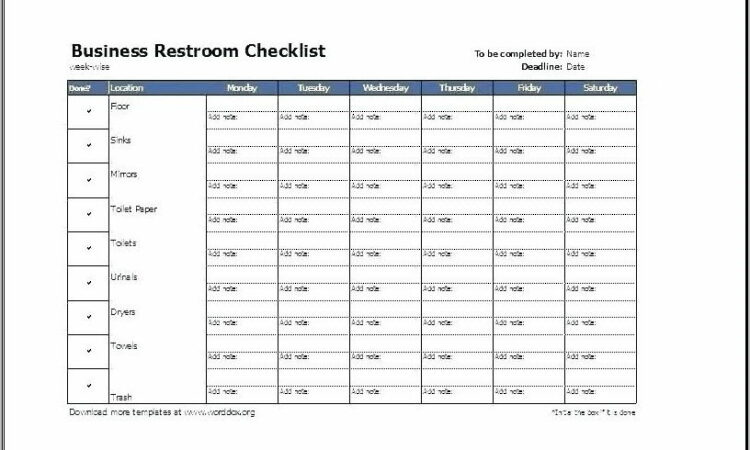 Restaurant Cleaning Checklist Format