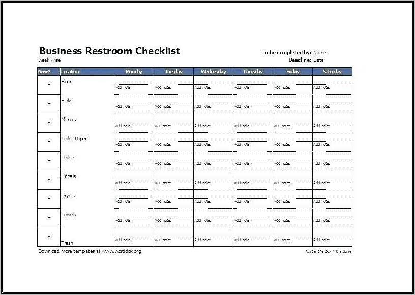 Restaurant Cleaning Checklist Format