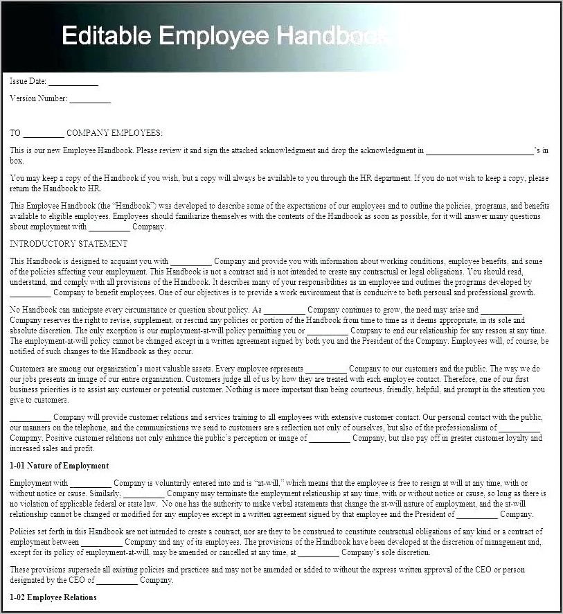 Restaurant Employee Handbook Examples