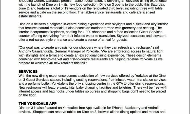 Restaurant Opening Press Release Sample