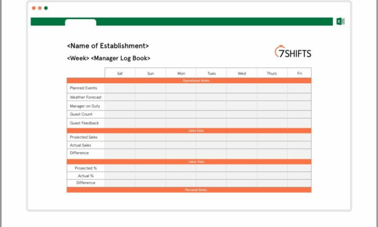 Restaurant Staff Schedule Template