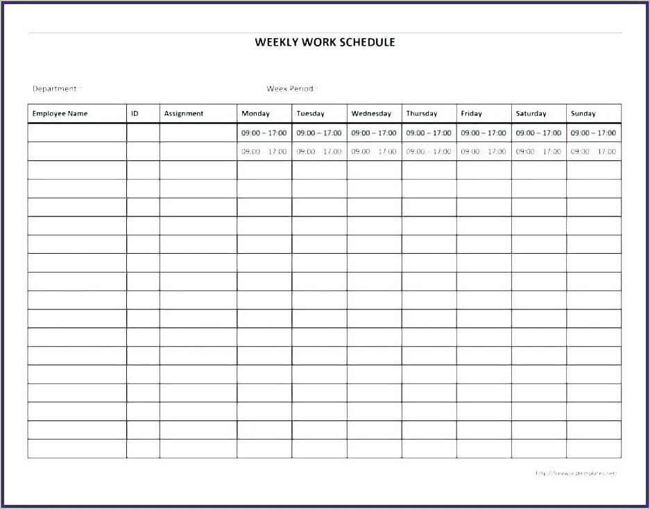 Restaurant Weekly Work Schedule Template