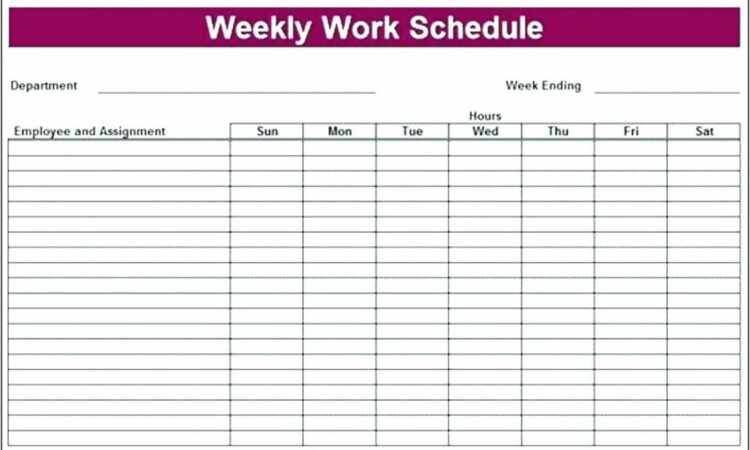 Restaurant Work Schedule Template Free