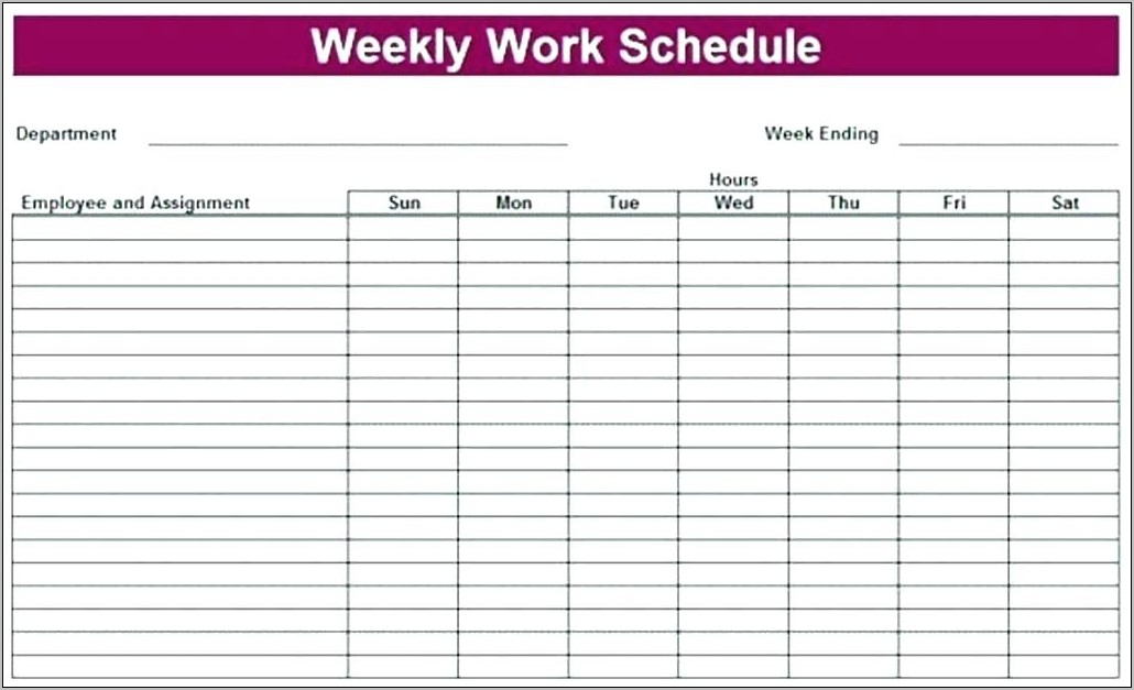 Restaurant Work Schedule Template Free