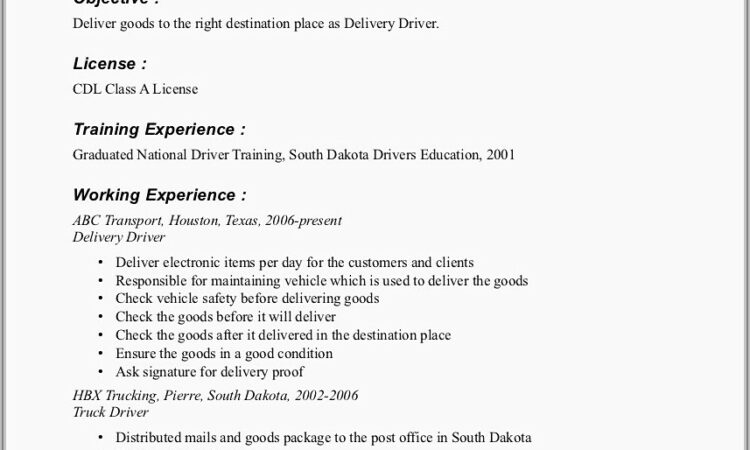 Resume Builder For Truck Drivers