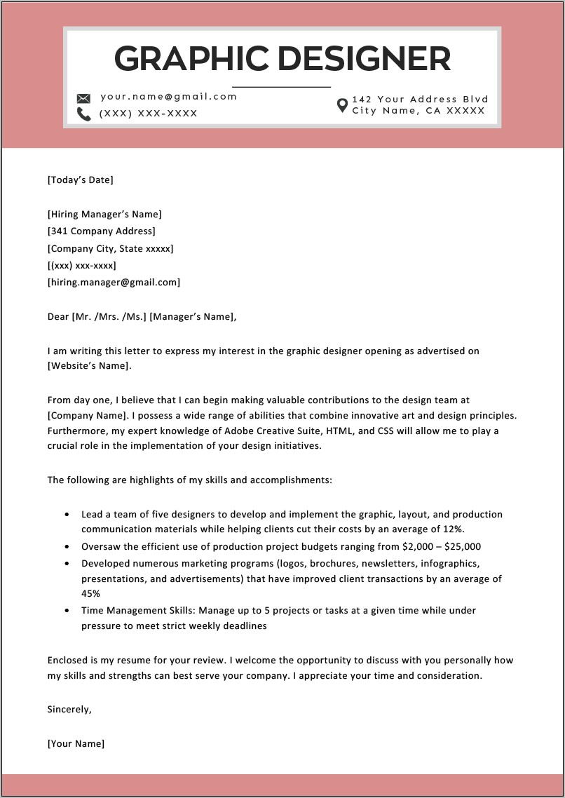 Resume Cover Letter Free Download