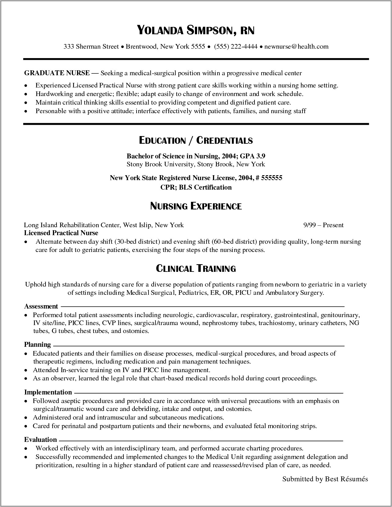 Resume Duties For Registered Nurse