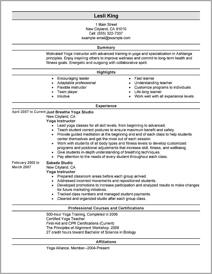Resume Example For Certified Nursing Assistant